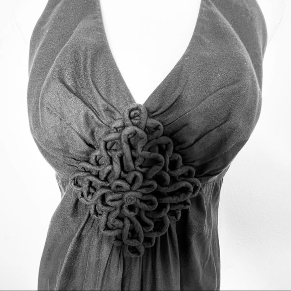 Trina Turk Black Halter Cotton Dress Appliqué Size Medium - Picture 6 of 12